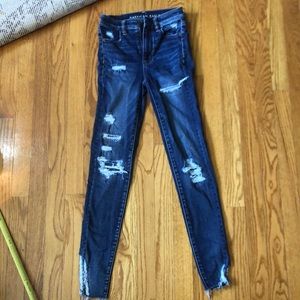 American Eagle blue ripped skinny jeans